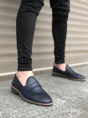 BA0009 Corcik Lacivert Cilt Klasik Erkek Ayakkabısı
