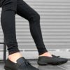 BA0306 İçi Dışı Hakiki Deri Püsküllü Siyah Klasik Erkek Corcik Ayakkabısı