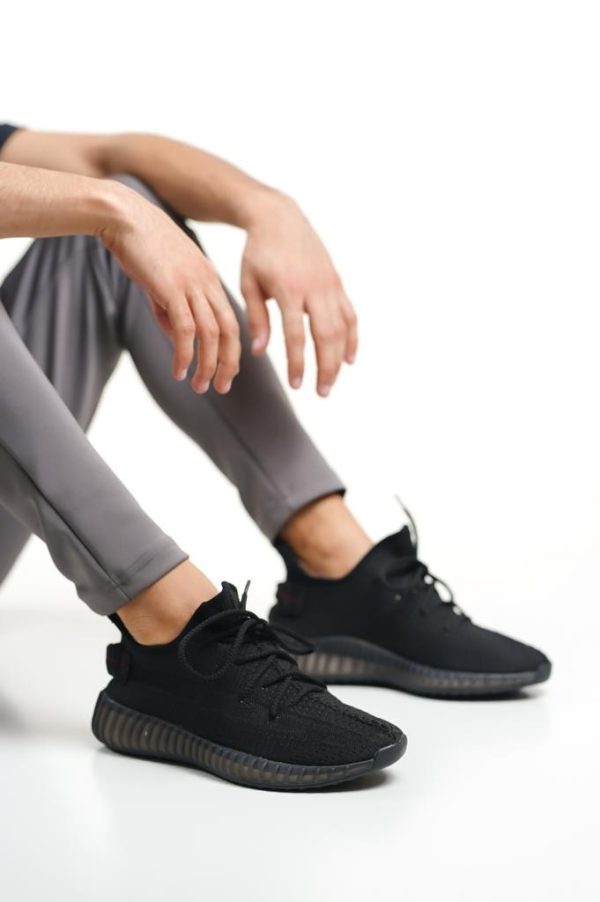 BA0591 Tarz Sneakers Ithal Siyah Triko Rahat Taban Spor Ayakkabısı