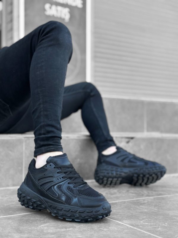 BA0592 Tarz Sneakers Ithal Siyah Fileli Rahat Taban Spor Ayakkabısı