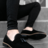 BA0009 Süet Püsküllü Corcik Siyah Klasik Erkek Ayakkabısı