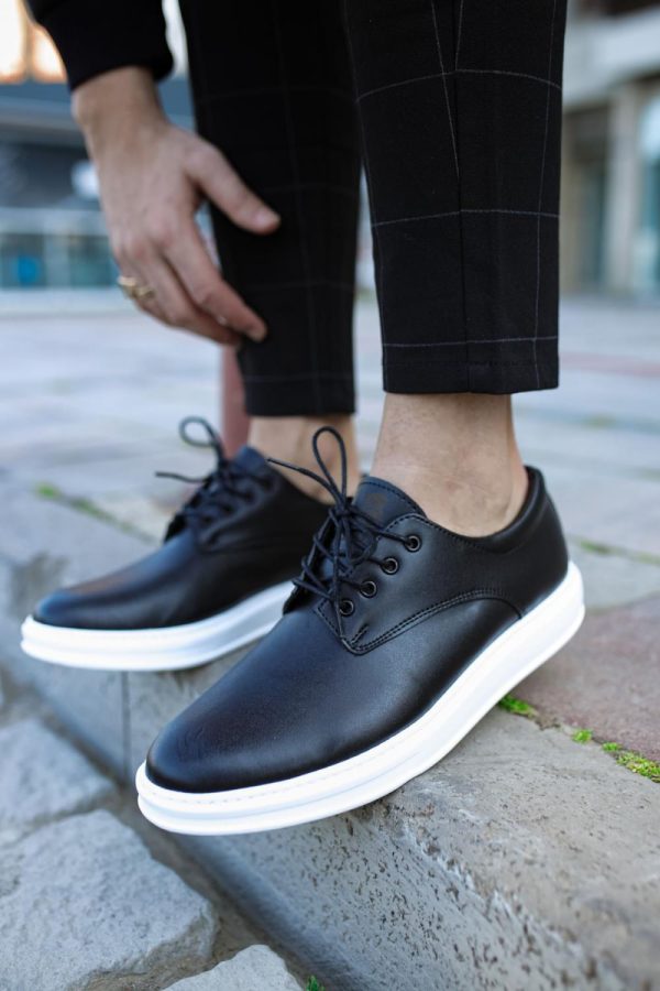 Knack Klasik Erkek Ayakkabı 001 Siyah (Beyaz Taban)
