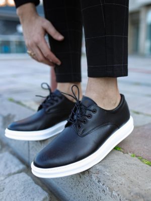 Knack Klasik Erkek Ayakkabı 001 Siyah (Beyaz Taban)