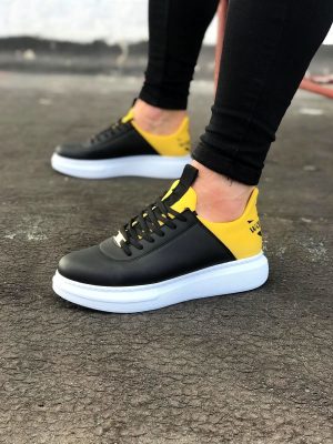 Wagoon WG030 Siyah Sarı Kalın Taban Casual Erkek Ayakkabı