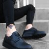 BA0003 Bağcıklı Klasik Siyah Yüksek Siyah Taban Casual Erkek Ayakkabı