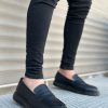 BA0316 Bağcıksız Yüksek Siyah Taban Klasik Cilt Corcik Erkek Ayakkabı