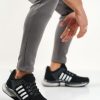 BA0590 Tarz Sneakers  Ithal Taban Siyah Beyaz Çizgi Spor Ayakkabısı