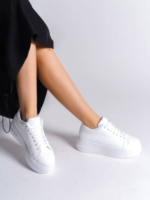 BİANA Bağcıklı Ortopedik Taban Kadın Sneaker Ayakkabı BT Beyaz