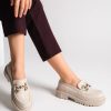 HOLLY Bağcıksız Ortopedik Taban Toka Detaylı Oxford Loafer Makosen Kadın Ayakkabı KT Krem