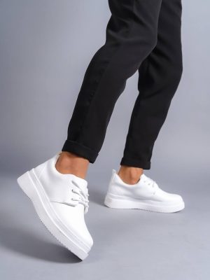 KB-X3 Beyaz Cilt Bağcıklı  Günlük Erkek  Ayakkabı