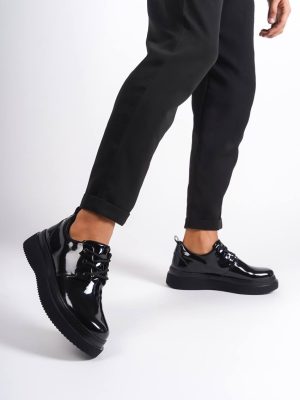 KB-X3 Siyah Rugan Siyah Taban  Bağcıklı  Günlük Erkek  Ayakkabı